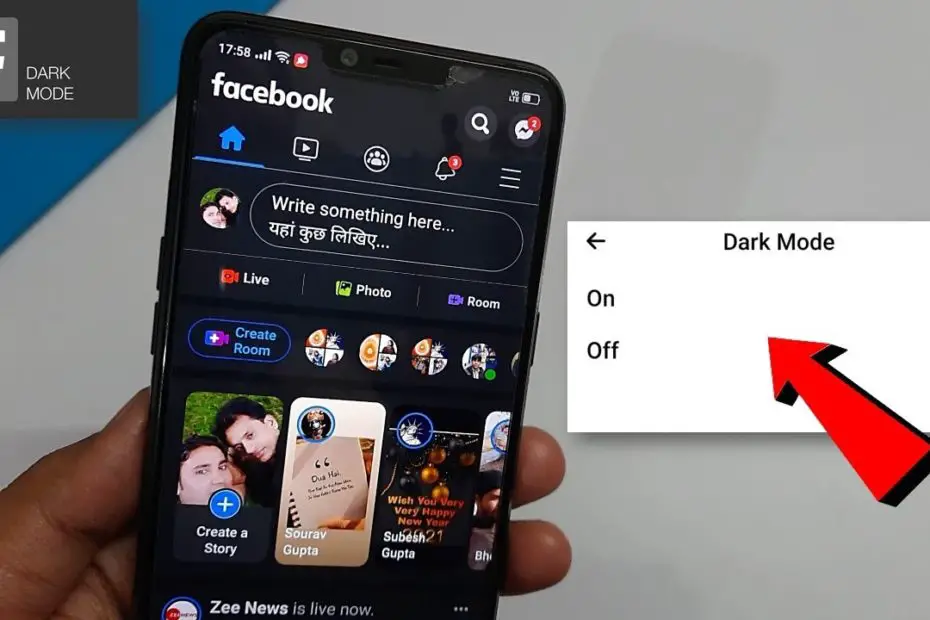 How to enable facebook dark mode