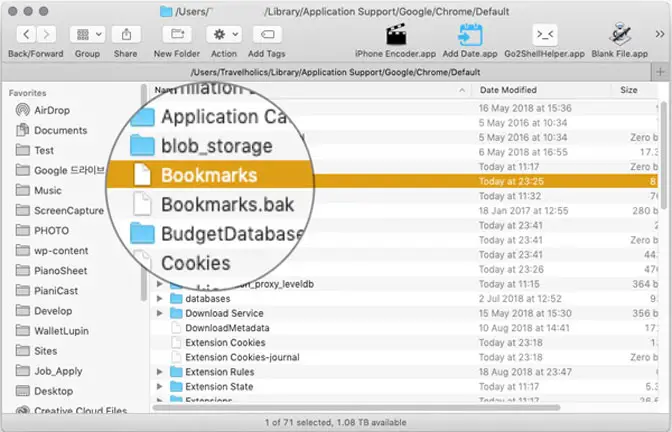 Chrome Bookmarks Location Apple Macs