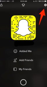 Click on snapchat settings icon